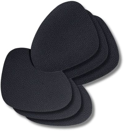 Cookinglife Onderzetters - Onderzetters voor Glazen - Vegan Leer - Dubbelzijdig - Coasters - Zwart - 13 x 11 cm 6 Stuks