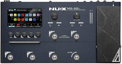 NUX MG-50Li DB Multi-Effects Processor met Amp Modeler, Profiler, Battery, USB Audio en Draagtas, Donkerblauw