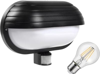 Buitenwandlamp met PIR Bewegingssensor en Schemeringssensor - Tuinverlichting met E27 Lamphouder
