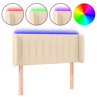vidaXL - Hoofdbord - LED - 93x16x78/88 - cm - stof - crèmekleurig