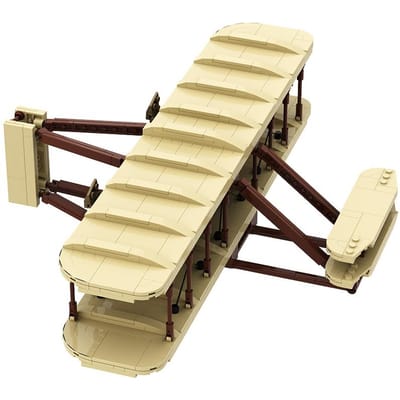Gobricks MIJN EIGEN CREATIE Wright Flyer Miniatuur Vliegtuig Vliegtuig Blokken Wright Broers Flyer Bouwsteen Leer Speelgoed Ideaal Voor Kind beige