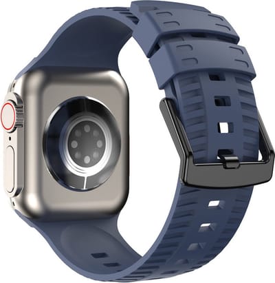 Siliconen bandje - geschikt voor Apple Watch series 1/2/3/4/5/6/7/8/9/10/11/ SE (1,2,3) / Ultra (1,2,3) met maat 44 mm / 45 mm / 46 mm / 49 mm - donkerblauw