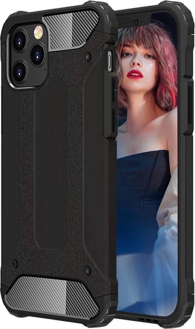 Schokbestendig Heavy Duty Hoesje Geschikt voor: iPhone 12 Pro Max Shock Proof Hybride - Back Cover - Dual Layer Armor Case - Extra Stevig - Zwart