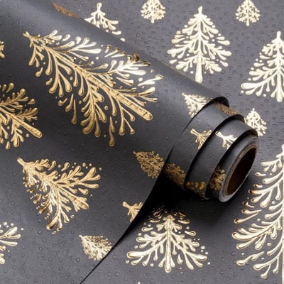 Allecto - Kerstinpakpapier - 3D-reliëf - voor feestvieringen - Goud