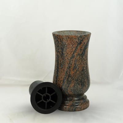 Grafvaas Graniet - Grafdecoratie Vaas - Buitenplaatsing - Handgemaakt Hoogglans - 15x15x28 cm - Bruin