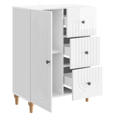 vidaXL - Dressoir - met - lade - Hoogglans - Wit - 66 - x - 34,5 - x - 90 - cm - Bewerkt - hout