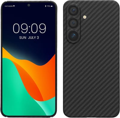 kalibri hoesje geschikt voor Samsung Galaxy S25 - aramidehoes voor smartphone - mat zwart