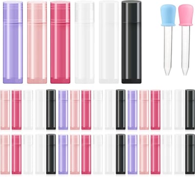 Lege Lipbalsem en Lipstick Tubes met 2 Pipetten voor DIY Cosmetica, 5 ml, 6 Kleuren