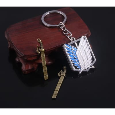 Collier Anime L'Attaque des Titans Shingeki No Kyojin Ailes de la Liberté Bataillon d'Exploration Épée Punk Collier Pendentif pour Femmes Hommes Bijoux brown