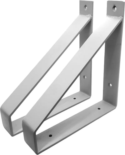 Maison DAM 2x Klassieke Plankdragers - Wandsteunen – Voor een plank 20cm – Wit - incl. bevestigingsmateriaal + schroefbit