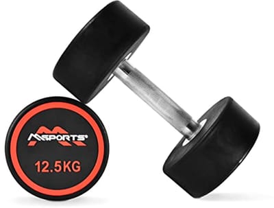 Ronde halterset 2-delig met rubberen coating en verchroomde handvatten 2,5-50 kg