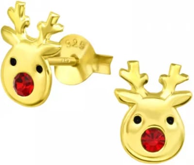 La Rosa Princesa Rendier Oorbellen Zilver Goudkleurig Gold Plated Kerst