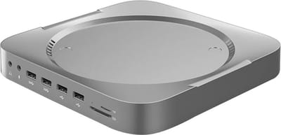 DrPhone MH483 USB C Docking Station met Harde Schijf Behuizing 2.5inch HDD of SDD SATA 5/7/ 9,5mm - Geschikt Voor Mac Mini – 2X USB 3.0/ HDMI/VGA/3.5mm/MicroSD en meer - Zilver