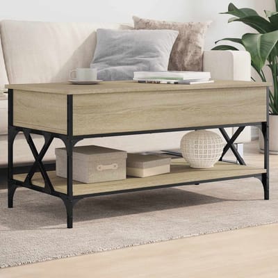 vidaXL - Salontafel - 100x50x50 - cm - bewerkt - hout - en - metaal - sonoma - eiken