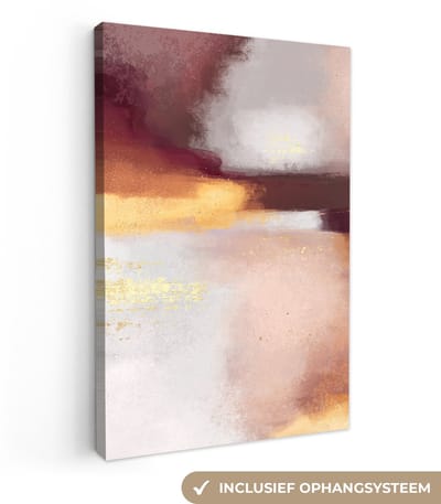 Canvas schilderij 20x30 cm - Wanddecoratie Verf - Abstract - Pastel - Muurdecoratie woonkamer - Slaapkamer decoratie - Kamer accessoires - Schilderijen op canvas
