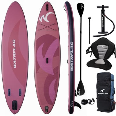 Watrflag Glide-Pink SUP Board 10'6'' Set - 320 cm - Allround Opblaasbaar Stand Up Paddle Board met Kajak zitje kajak peddel, pomp en rugzak + EXTRA Kayak Set 320