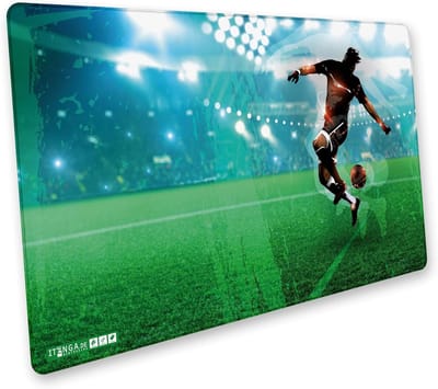SnelShoppen - XXL Bureauonderlegger Muismat Voetbal Motief 75x44cm - Waterafstotende Stof met Natuurlijk Rubber - Randgenaaid - 2,2mm Dikte voor Thuis