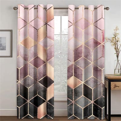 3D Zwart Goud Dali Textuur Gordijnen Europese Luxe Huisdecoratie Verduisterende Gordijnen 2 Panelen Woonkamer Slaapkamer Raamgordijnen (50Wx50H)x2(CM)&Grommet Top gray