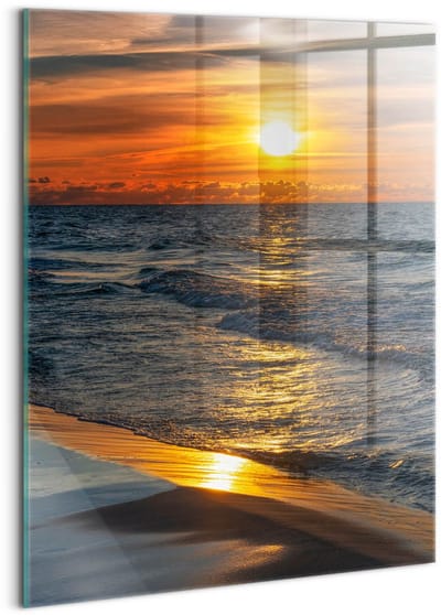 Wallfluent Glasschilderij - Władysławowo, Oostzee Schilderij Op Glas - 60x80 cm - Grijs Verticale Muurschildering - Landschap Foto In Glas - Foto Glas - Glas Foto