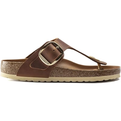 Birkenstock Gizeh Dames Slippers Big Buckle Cognac Leer Narrow-fit maat 38