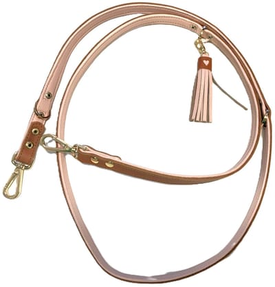 Cavlicious® verstelbare hondenriem - trainingslijn - politielijn - leder - bruin/roze - 2.5M