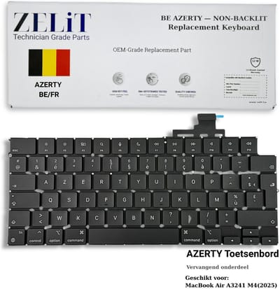 ZeLiT MacBook Air 13,6" A3241 2025 M4 Toetsenbord AZERTY - Vervanging Keyboard Zwart