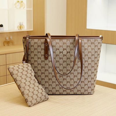 Veelzijdige Grote Capaciteit Bedrukte Dames Tas voor Lente en Zomer, Enkele Schouder Onderarm Tote Tas, Handtas, Reistas, Retro brown