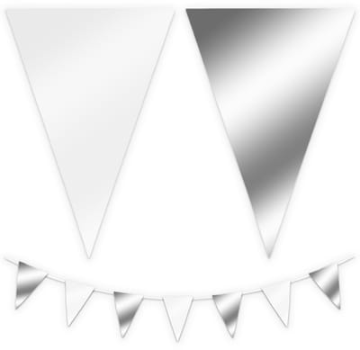 BTH - Slingers - Wit-Zilver - Slingers Verjaardag - Vlaggenlijn - Verjaardag Versiering - Verjaardag - Vlaggetjes - 1 St.
