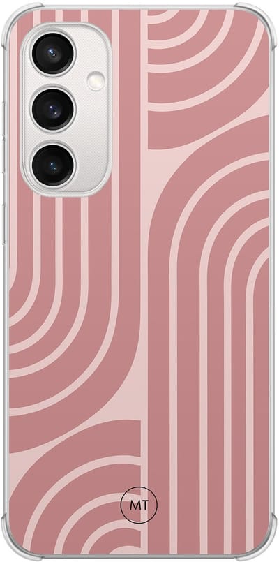 Hoesje (shockproof) geschikt voor Samsung Galaxy S23 FE - Blush shapes - Extra sterke case - TPU/polycarbonaat - Print - Roze, Transparant