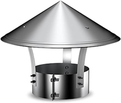 Schoorsteenkap - Schoorsteenafdekking Cone - Regen Bescherming - Roestvrij staal 304 - 80 mm - Zilver