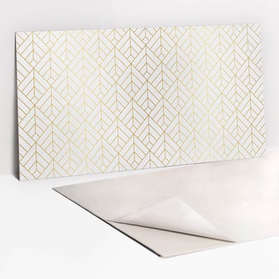Tulup PVC Wandpaneel - Gouden Geometrie Zelfklevend Muurpaneel - 100 x 50 cm - Gouden Zelfklevend Wandpaneel - 1 stuk - Klassiek Wandpaneel - Wandpaneel Zelfklevend - Plaktegels Keuken en Badkamer