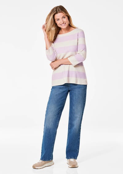Ribshirt met blokstrepen - sering / gedess. - Gr. 40 van Goldner Fashion