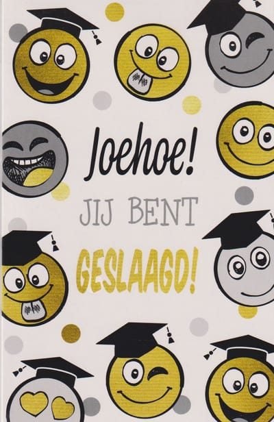 Wenskaart Joehoe! Jij bent Geslaagd Gefeliciteerd - Prachtige luxe dubbele kaart met envelop - Gratis verzonden - D15737