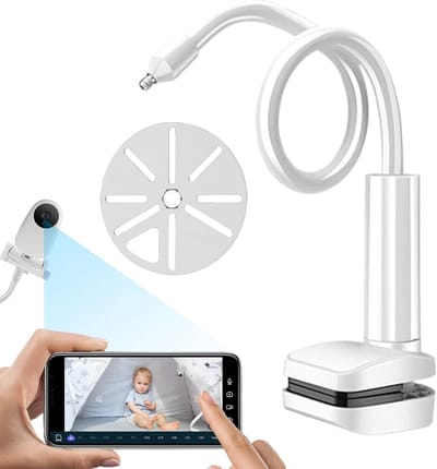Babyfoon Houder - Camera Stand - Kinderkamer Bewaken - Flexibele Clip Klem - Lange Arm - Wit