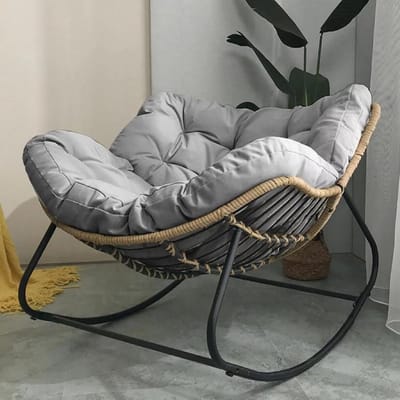 Ronde Loungestoel - Papasan stoel - Ontspannen Zitten - Sterk Metaalframe - 38 inch Diep - Lichtgrijs