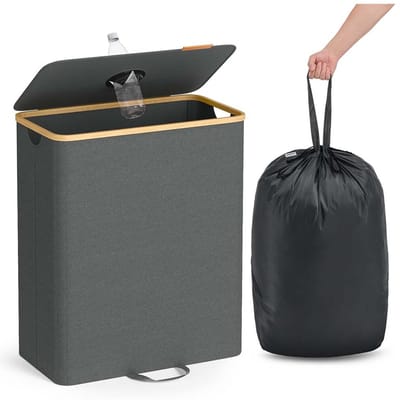 Pawn Bottle Collection Container - Recycling Bin - Trash Storage - Grijs en bruin 135L - 52,5 cm x 38,5 cm x 70,5 cm