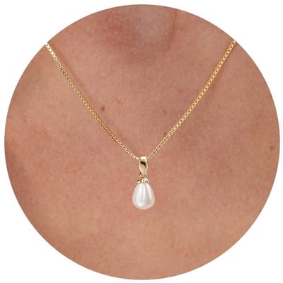 Parelketting - 14 Verguld- of Witgoudvergulde Zilveren Parel ketting Parelhanger, Choker, Y-ketting voor Dames Bruiloft Bruid Bruidsmeisje