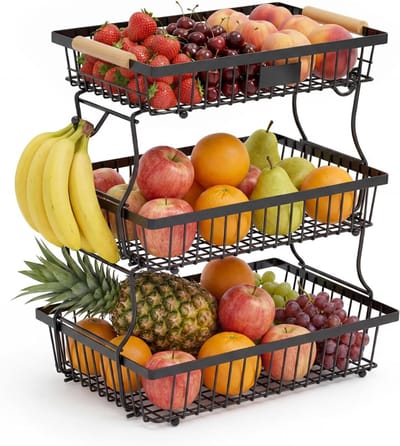MRKK® Fruitschaal - Fruitmand Etagere 3 laags - Zwart
