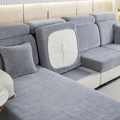 Nieuwe dikke luxe bankzitkussenhoes anti-stof elastische L-vorm slaapbankhoes aparte wasbare meubelbeschermer kinderen Plus Size (XL)-1pc