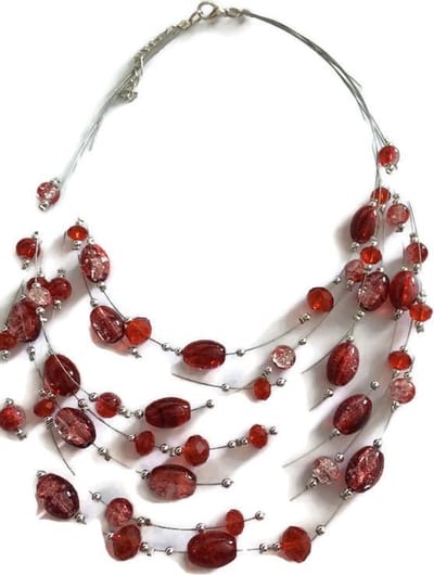 Petra's Sieradenwereld - Ketting laagjes rood 7 laags (10451366)