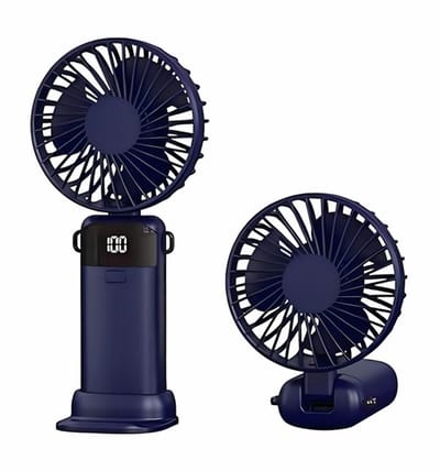 Handventilator - Draagbare Mini Ventilator - Oplaadbare batterij - 1500 mAh - Digitaal beeld - 5 Standen - Ventilator - Opvouwbaar met Display - voor Kantoor/Thuis/Reizen - Type-C Oplaadbaar - Inclusief datakabel - blauw