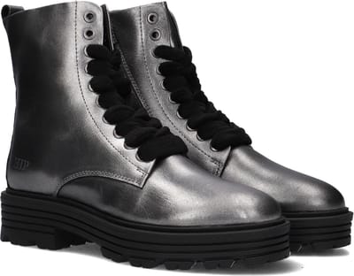 Hip H1630 Veterboots - Laarzen Met Veters - Meisjes - Zilver - Maat 35