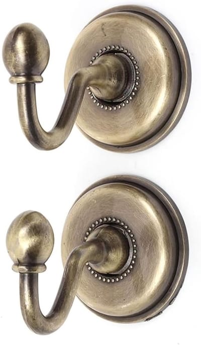 Set van 2 Vintage Wandhaken voor Gordijnen met Schroeven, Decoratieve Haak voor Hoeden en Jassen (Brons)