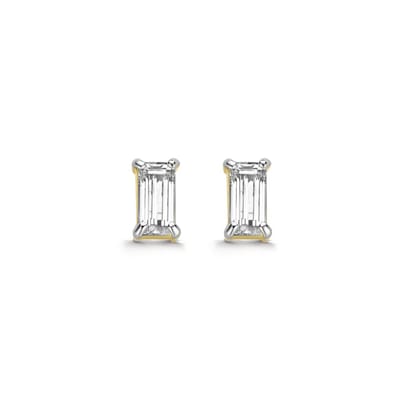 New Bling 9NBG-0215 Gouden Oorknopjes - Dames - Zirkonia - Baguette geslepen - 6 x 3 mm - 14 Karaat - Goud
