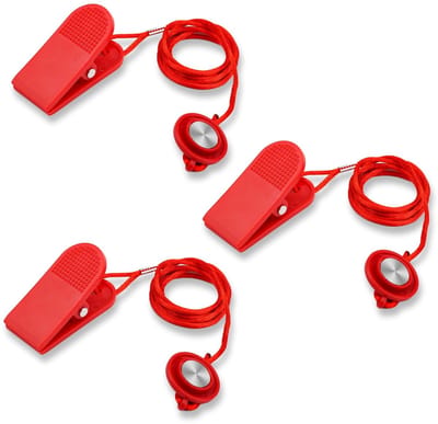 Dailygoods- Loopbandvergrendeling Ronde Veiligheidssleutel - 3x Magnetische Sleutelvervanging - Geschikt voor Meeste Loopbanden - Totale Lengte 105cm - Rood - Plastic/Magneet - Veiligheidsleutel