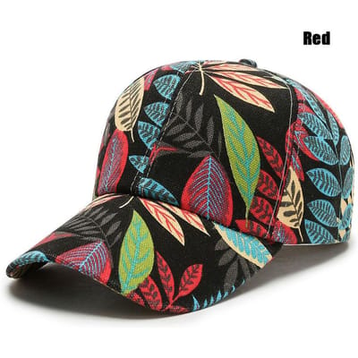 Nouvelle Mode Printemps et Été Unisexe Casquette de Baseball à Motif Feuille Casquettes à Visière (Red,Adjustable) rouge