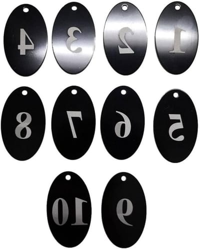 Genummerde Aluminium Tags met Sleutelhanger voor Organisatie en Identificatie (Zwart, 1-10)