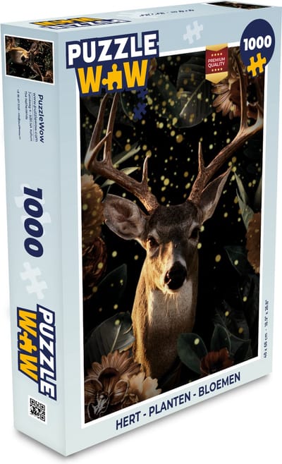 Puzzel Hert - Planten - Bloemen - Legpuzzel - Puzzel 1000 stukjes volwassenen