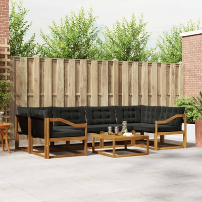 vidaXL - Buiten - bank - set - 7 - st - Naturel - en - Zwart