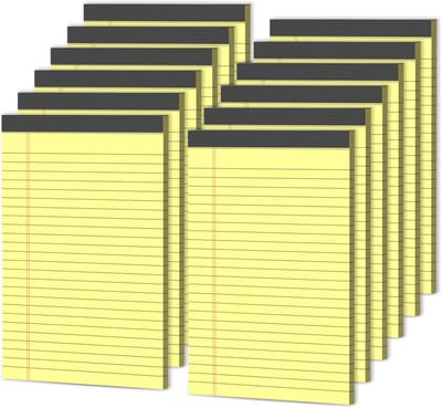 Notitieblok Set - Schriftjes College Ruled - Dagelijkse Notities - 12 Stuks Pakket - 5x8 Inch - Geel